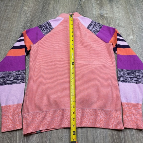 Title Nine Full Zip Ski Sweater Colorful Knit Mock Neck Pink Women's Size Medium - Picture 12 of 13